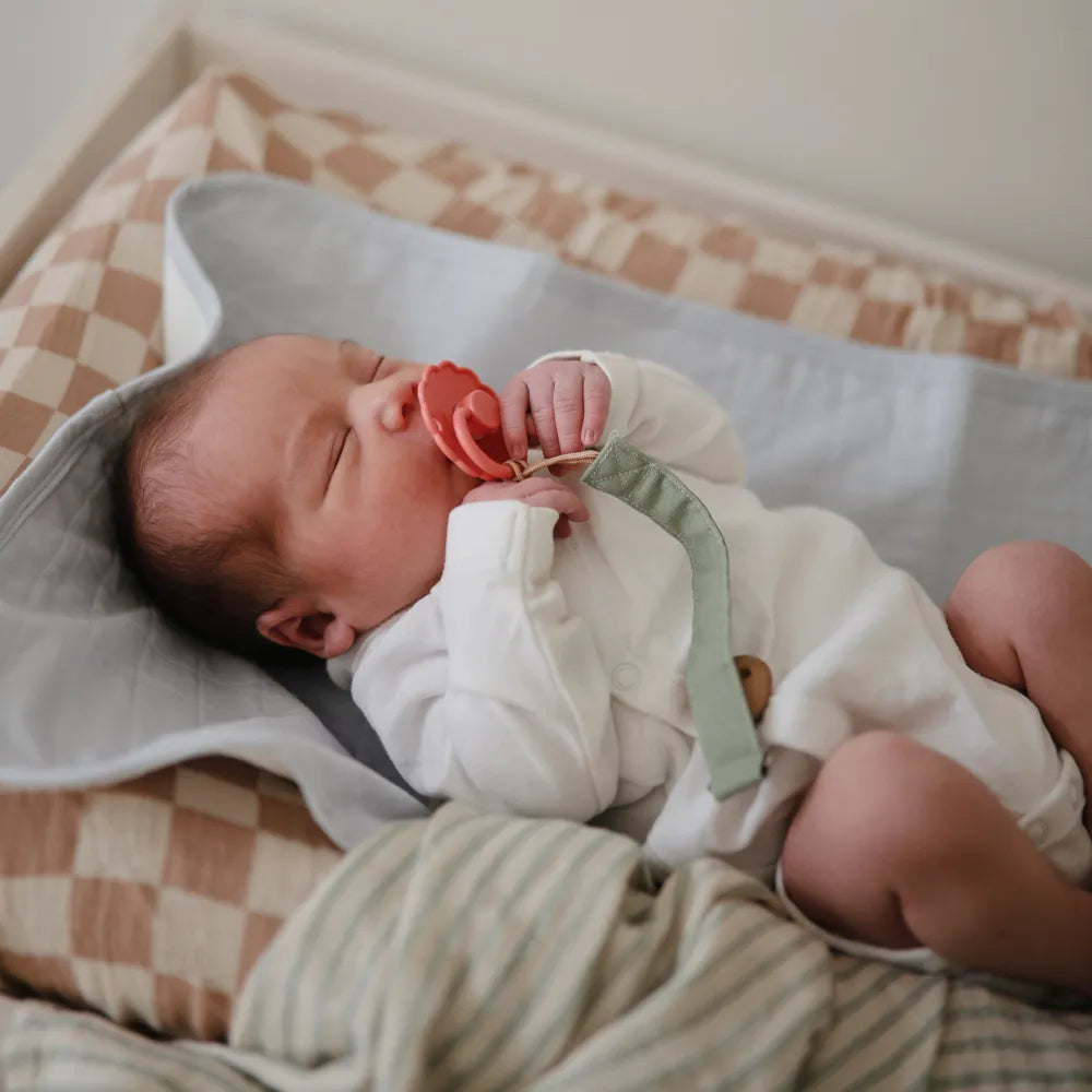 Mushie Linen Pacifier Clip - 2-pack