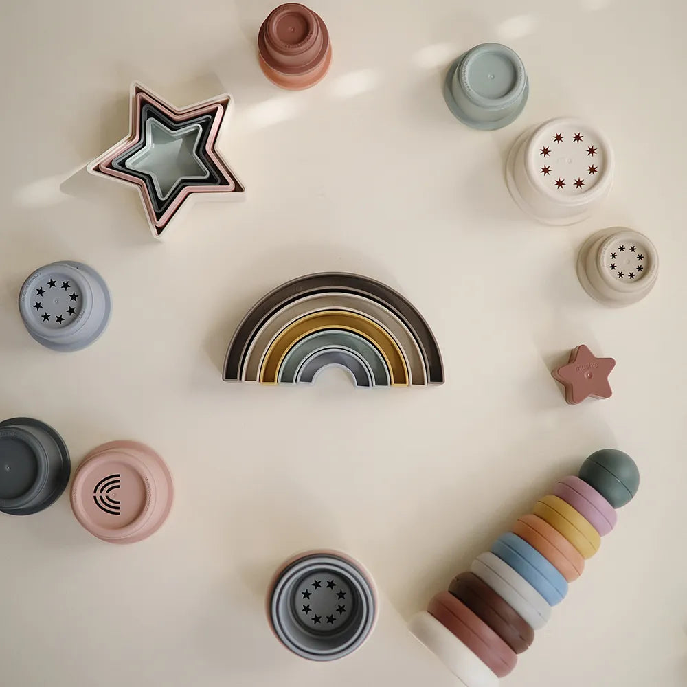 Mushie activity toy rainbow