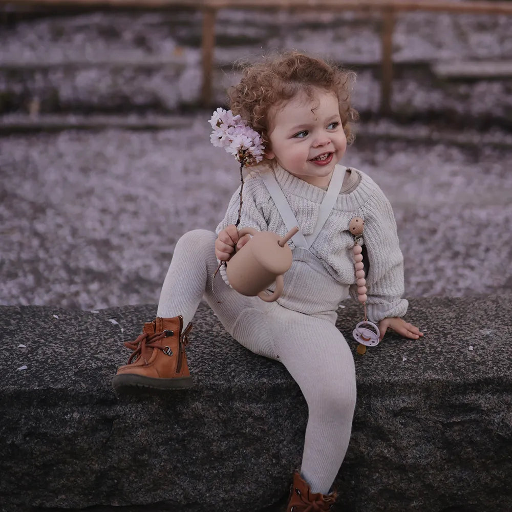 Mushie silicone training cup with straw