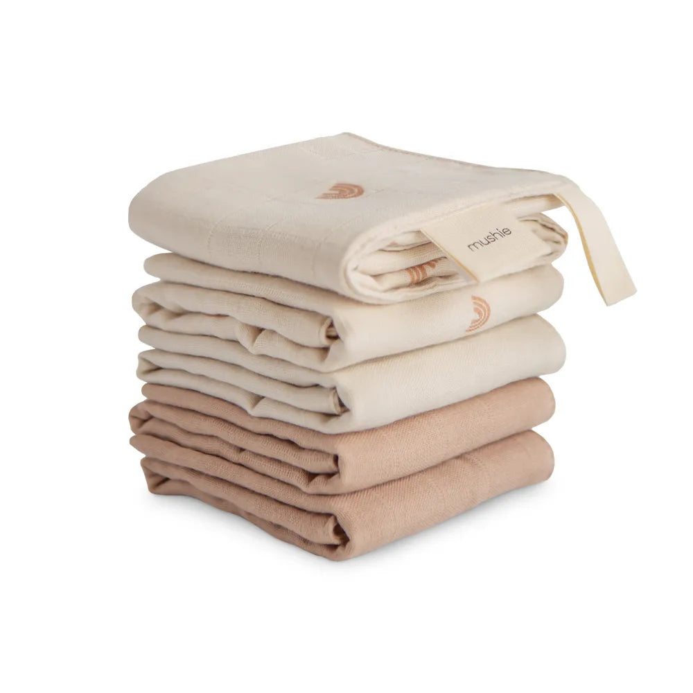 Mushie muslin washcloths - 5-pack