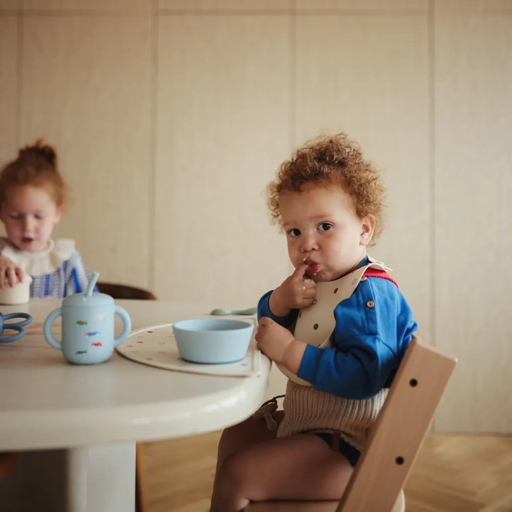 Mushie silicone training cup with straw