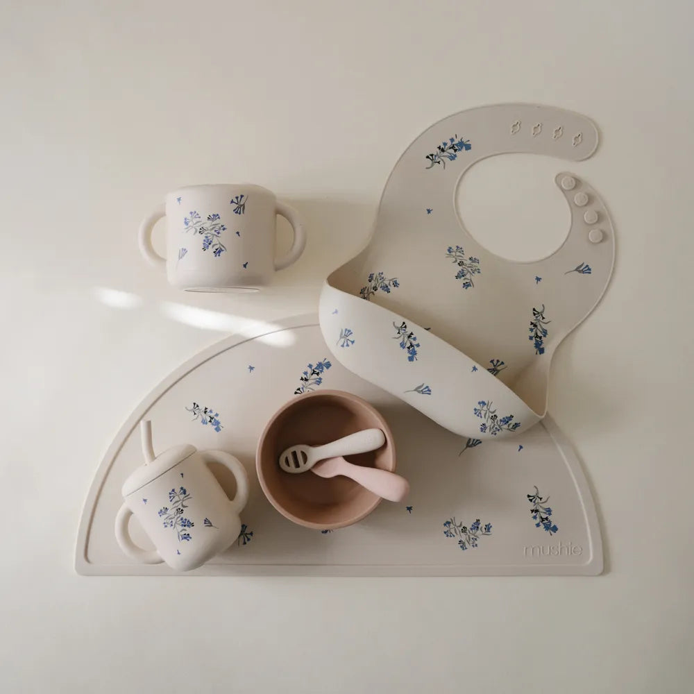 Mushie silicone training cup with straw