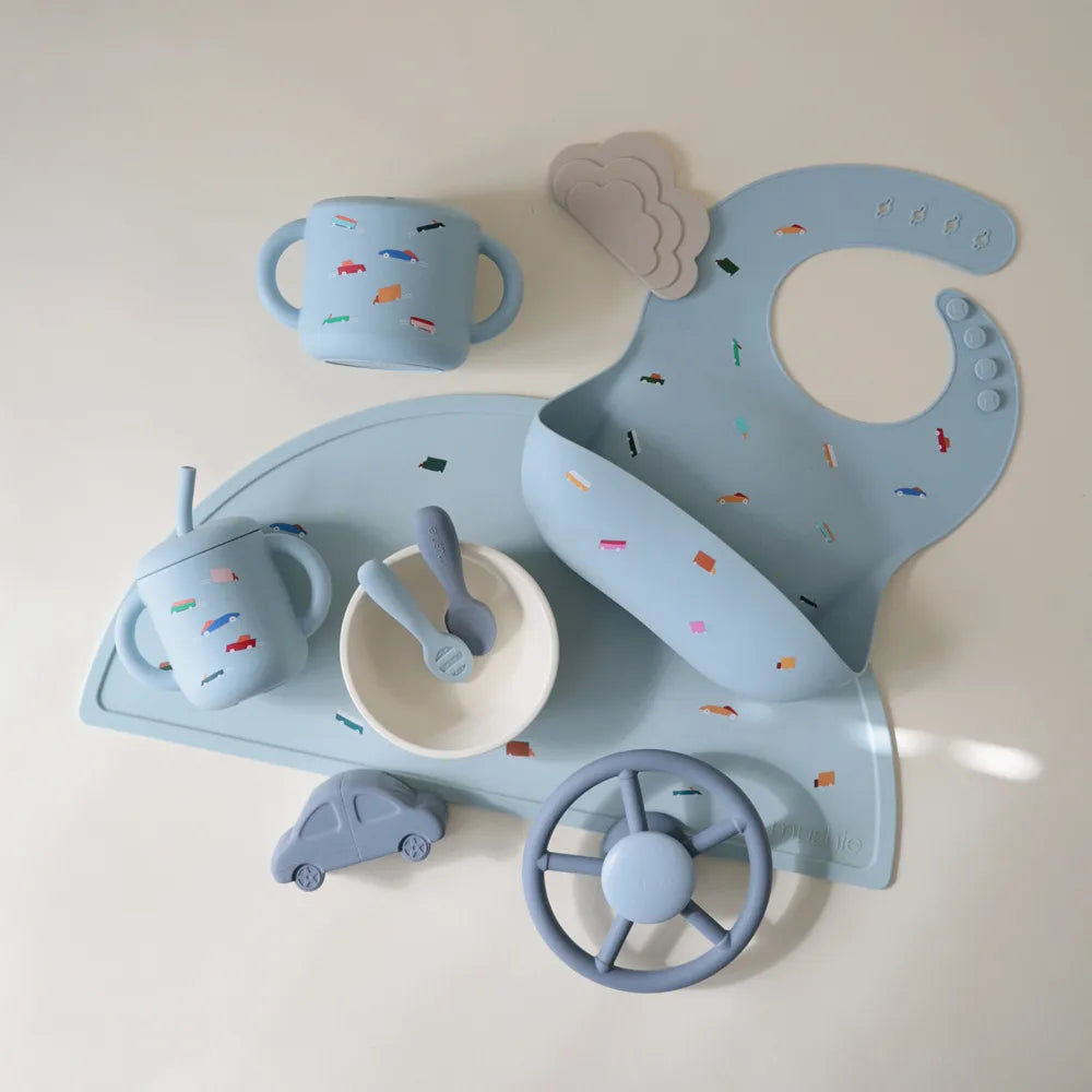 Mushie silicone training cup with straw