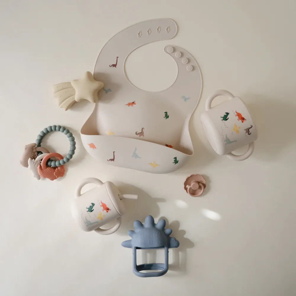 Mushie silicone training cup with straw