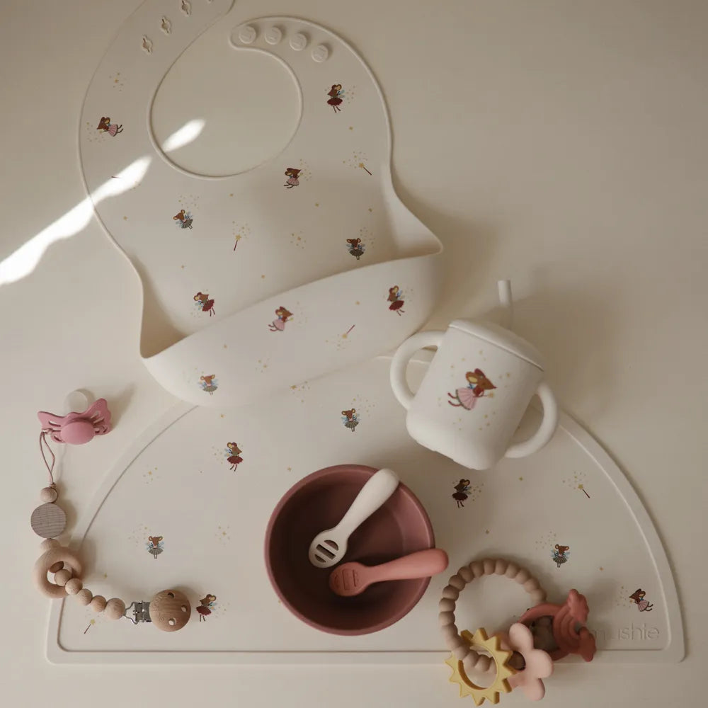 Mushie silicone training cup with straw